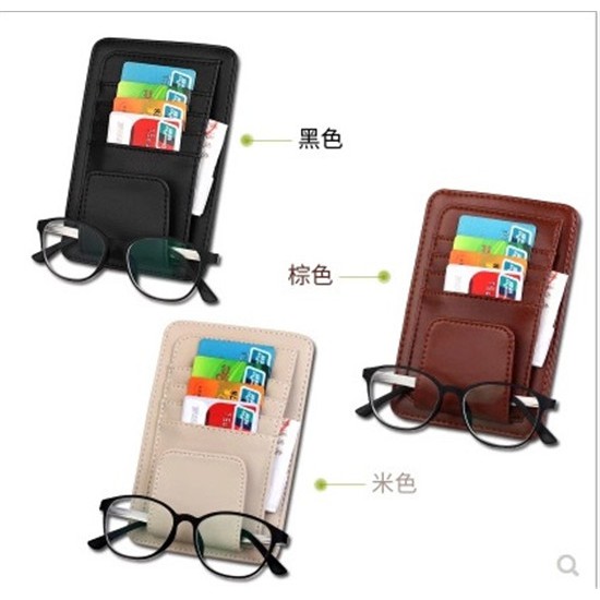 local seller Car/Vehicle Leather Card Pen Glasses Holder Sun Visor Change Clip Storage