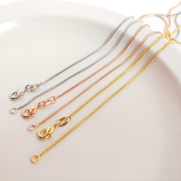 Image of 18K gold rose gold DIY clavicle chain naked chain thin chain o-box chain bead chain color preserving Necklace #3