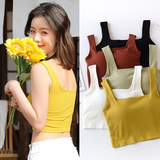 Women Square Neck Vest With A Chest Pad Anti Emptied Bra Japan with chest pad bra-top,Summer Lightweight Sleeveless vest