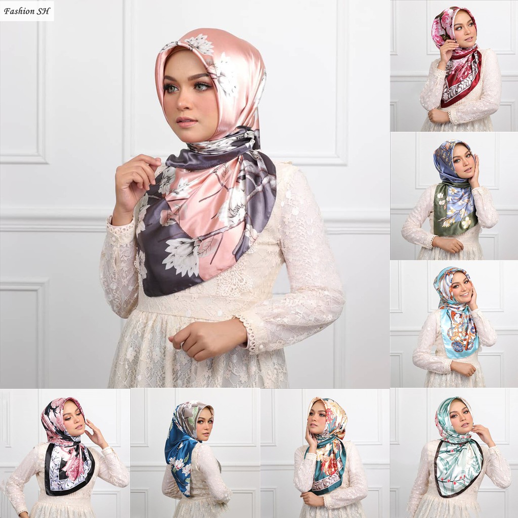 New Arrival Satin Hijab Tudung Bawal Shawl Squre 90cm Collection Shopee Singapore