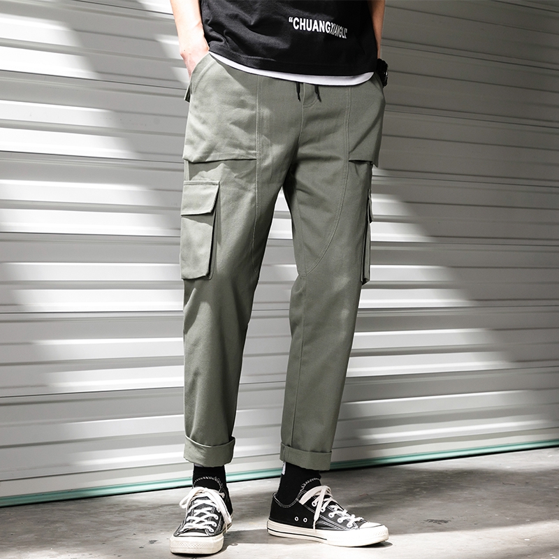 Us Big Size Work Trousers Male Function Multi Pocket Wear Jeans Men Oversized Nine Straight Trousers Shopee Singapore