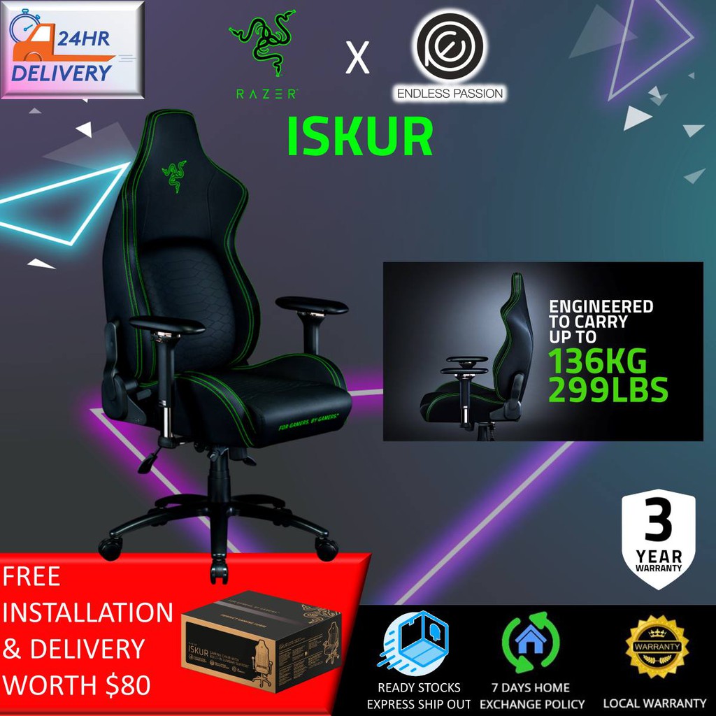 Razer Iskur Gaming Chair Green Free Installation Delivery Shopee Singapore