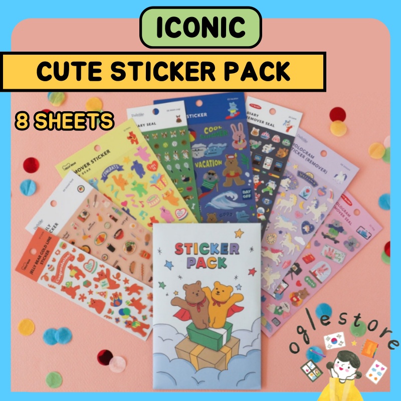 Dailylike Bujo Bullet Journal Sticker SET 8 Sheets Korean Sticker Set