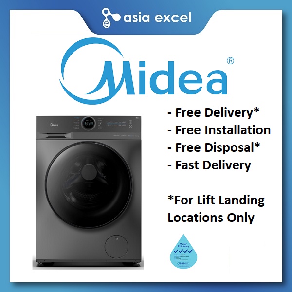 MIDEA MF200D85B 8.5/6KG DARK GREY FRONT LOAD WASHER CUM DRYER Shopee