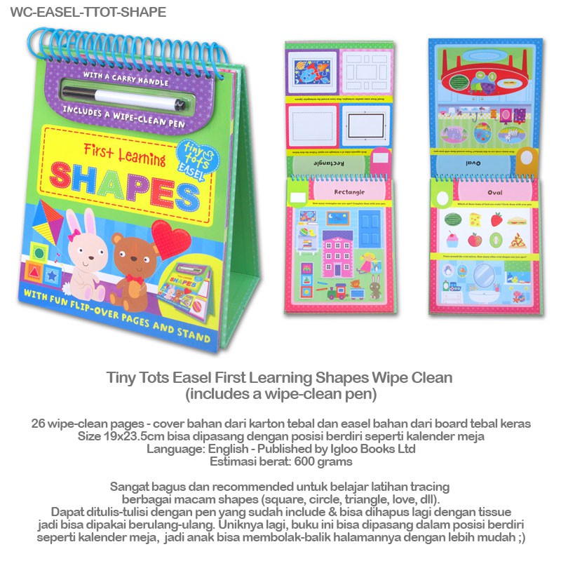 Tiny Tots Easel First Learning Shapes Wipe Clean Children S Activity Book Shopee Singapore