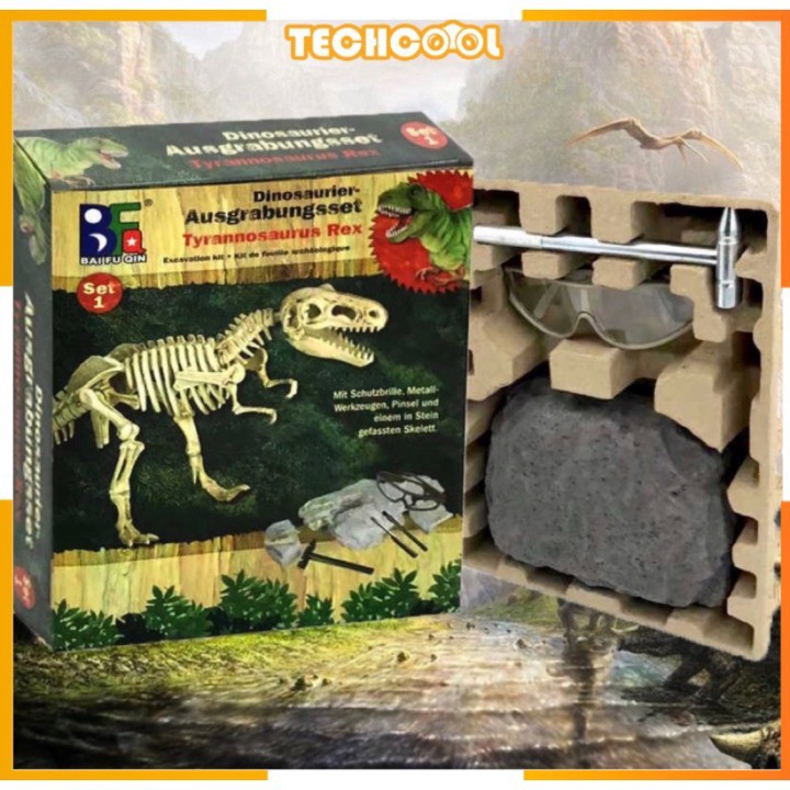 Dinosaur Fossils Toy Digging Tools Deluxe Editions With Glass ...