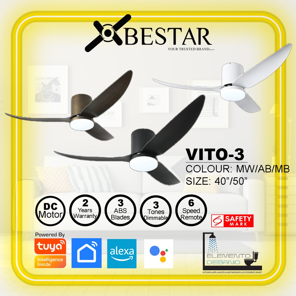 BESTAR VITO 3 Smart 40/50" ceiling fan with dimmable 3 tones light