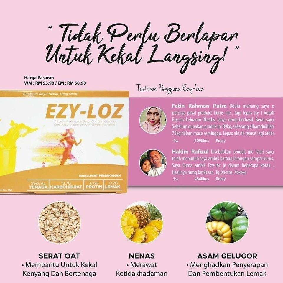 D Herbs Ezy Loz With Oat Fiber Garcinia Cambogia Antioxidant Slimming Weight Loss Detox Drink 15 Sachets Shopee Singapore