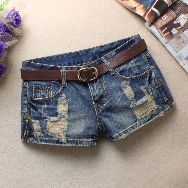 Women S Denim Shorts Shorts Shorts Destroyed Low Rise Beautiful Legs With Belt For Spring Summer Autumn Winter Shopee Singapore