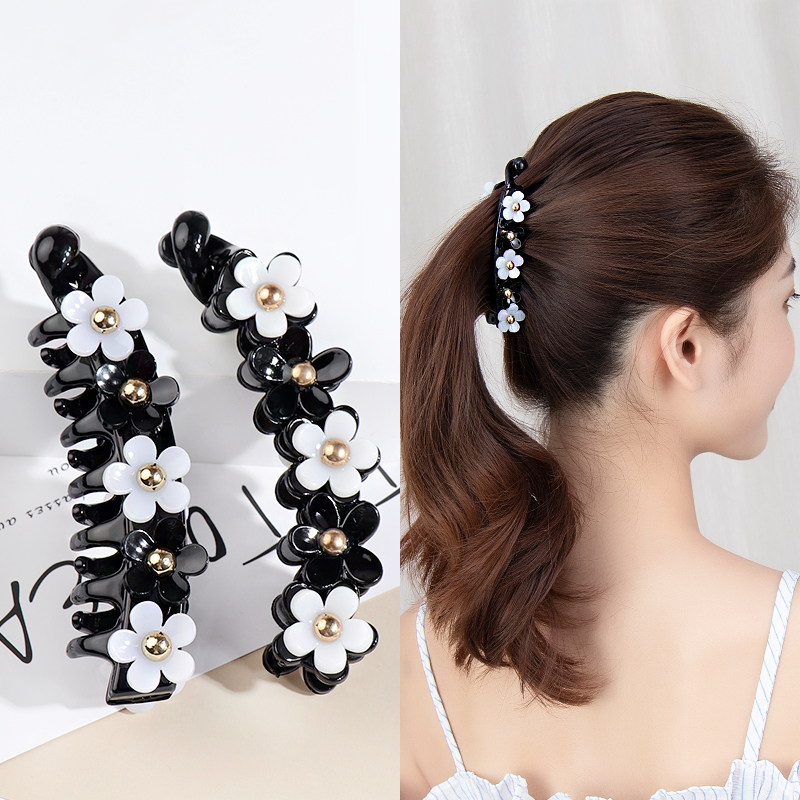 59 Best Images Black And White Flower Hair Clip : Hair Clip Silk Cotton Mixed Fibers Ivory Black Chanel