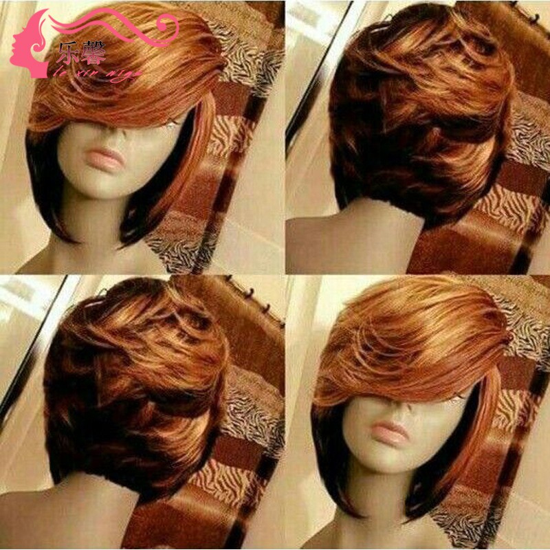 Bob Style Straight Brown Short Curly End Women Wig M001 Shopee