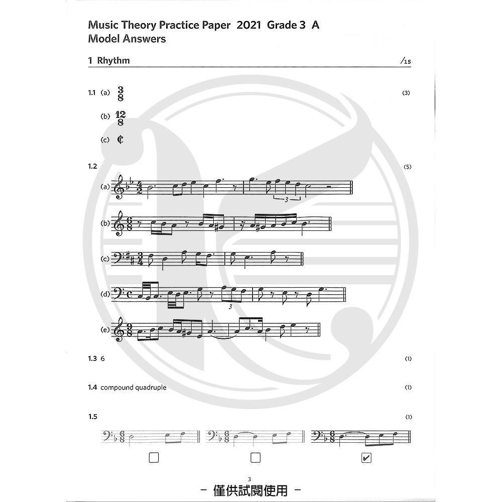 [Kaiyi-ABRSM] Royal 2021 Music Theory Practice Test Question Answer Level 3