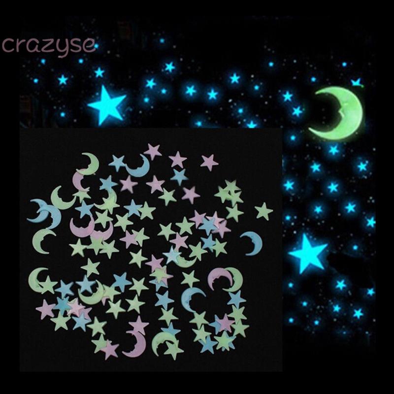 New Set Star Glow In The Dark Waterproof 100pcs Ceiling Sticker