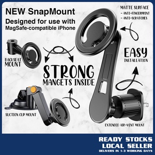 [SG] NEW SnapMount Compact Magnetic MagSafe Car Phone Holder for iPhone 14 13 12 Pro Max Air Vent Mount Suction