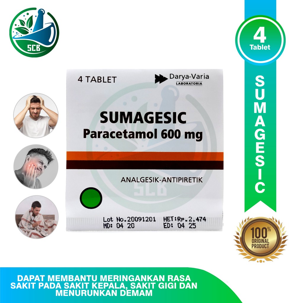 Sumagesic Paracetamol 600mg Medicine For Headache, Toothache & Lower