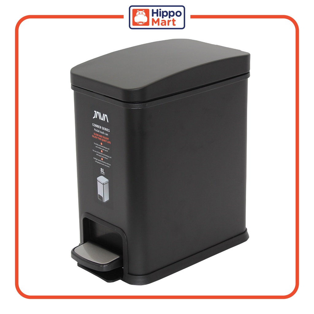JAVA 8867 Slim Pedal Bin 8L with soft closing [Multiple colour