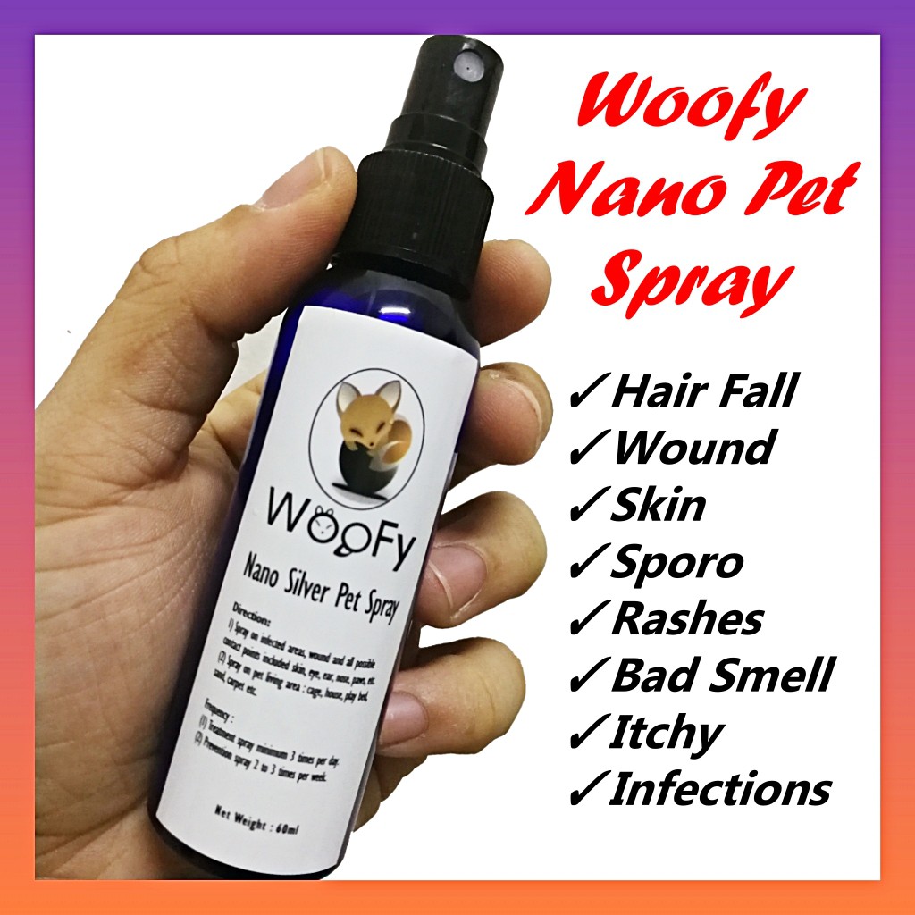 Woofy Nano Silver Pet Spray 60ml Nano Silver 25ppm Nano Technology Anti ...