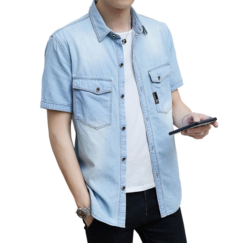 short sleeve denim jacket mens