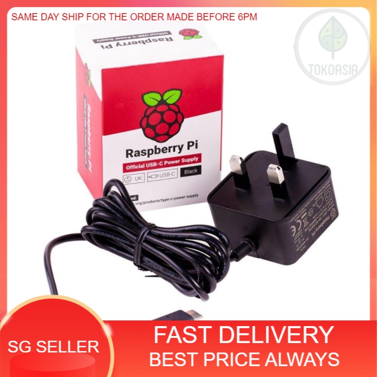 Raspberry Pi 4 Model B POWER SUPPLY *Official* PSU, USB-C , 5.1V , 3A ...