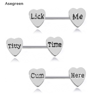 Image of thu nhỏ [Asegreen] 2Pc Stainless Steel Heart Barbell Letter Nipple Ring Helix Piercing Body Jewelry Good goods #2