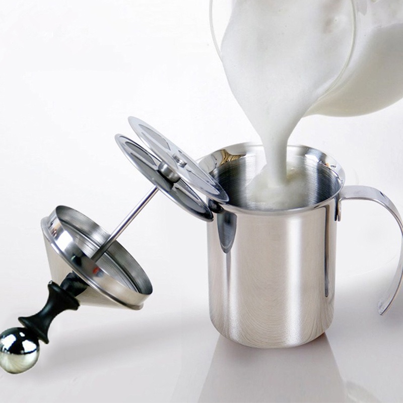 Yinew Manual Milk Frother,Handheld Milk Frothing Pitchers Stainless Steel Manual Double Mesh Coffee Milk Foamer Cup Cappuccino Maker 