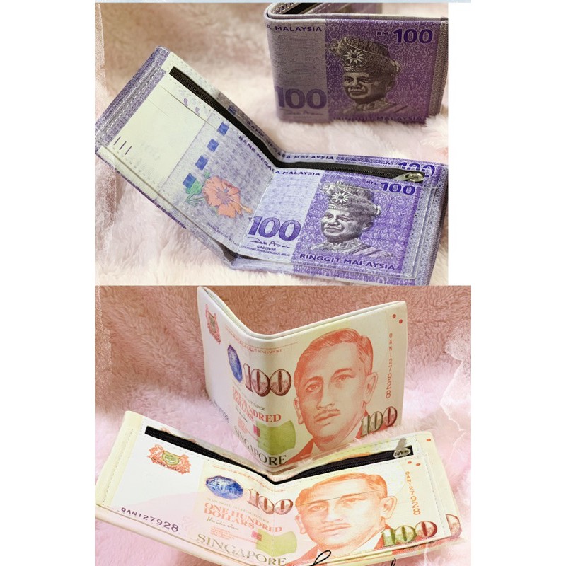 Shop Malaysia Currency Creative Design Pu Leather Wallet Purse Dompet Kreatif Mata Wang Malaysia Singapore Currency Notes 马币新币创意钱包 Shopee Singapore