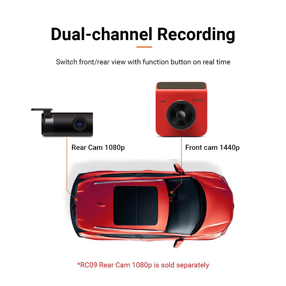 【INSTOCK】 70mai A400 Dash Cam QHD 1440P Front Rear Cam Recorder Night Vision 145 FOV WDR App Control Smart Car Camera