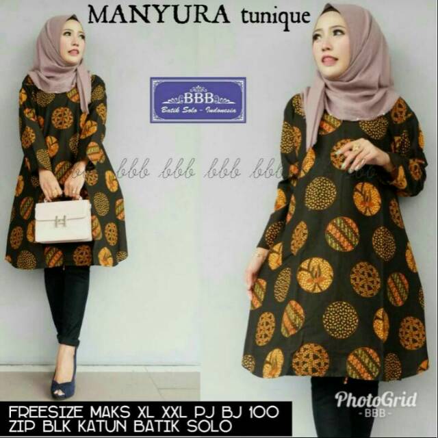 Manyura Tunique Batik Coin Sogan Coin Bunk Tunik Minidress Uniform Office Working Women Long Blouse Woman Shopee Singapore