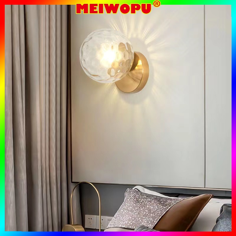 Nordic Bedroom Bedside Round Wall Lamp Living Dining Room Aisle Creative Glass Ball Sconce Light