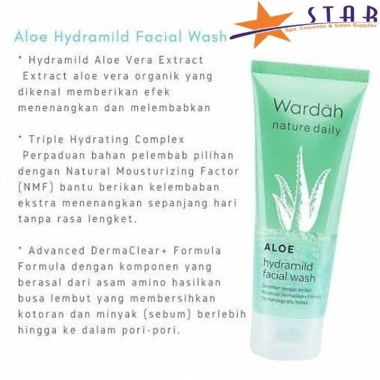 Star Wardah Nature Daily Aloe Hydramild Facial Wash 60ml Facial Cleanser Foam Cleanser Face Cleanser Shopee Singapore
