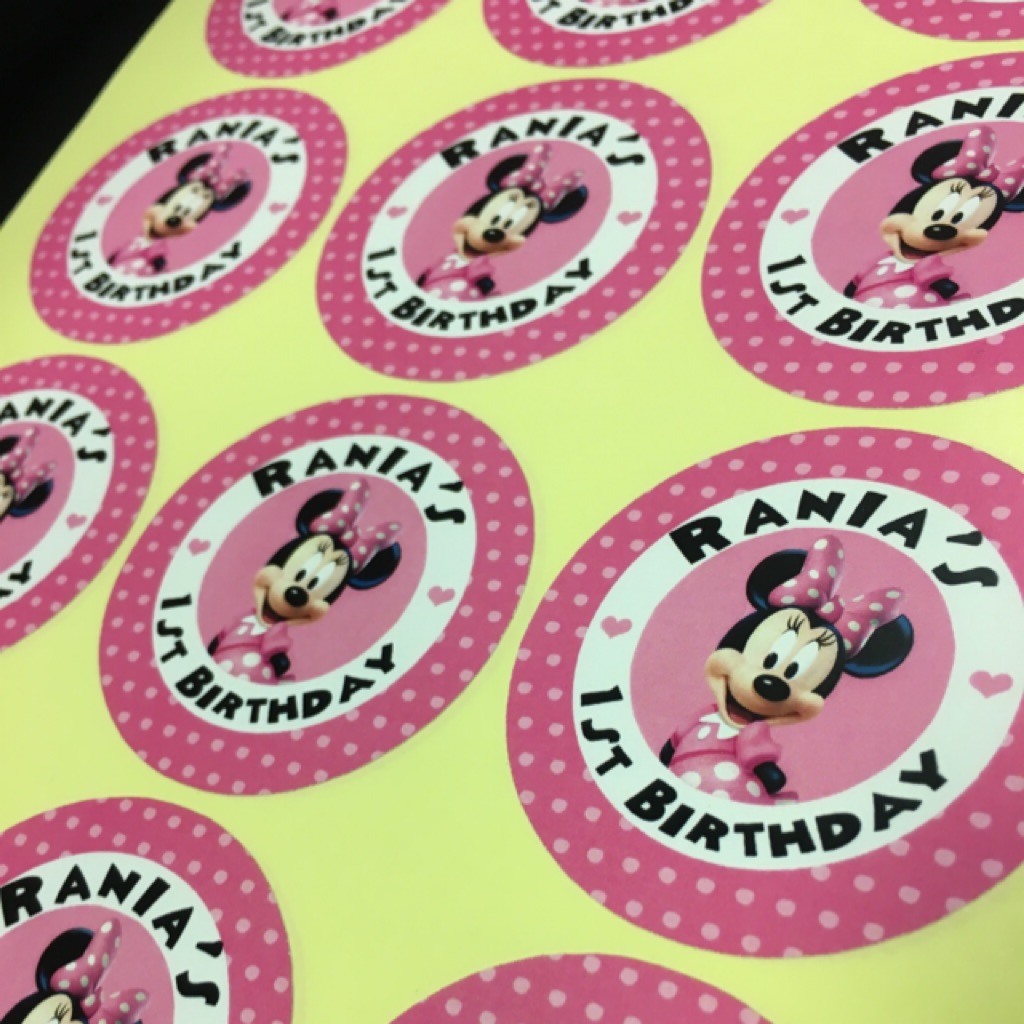 Minnie Mouse Birthday Stickers or Gift Tags Personalised | Shopee Singapore