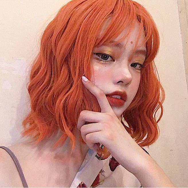 Daily Cosplay Wig Short Orange Curly Hair Lolita Wig | Shopee Singapore