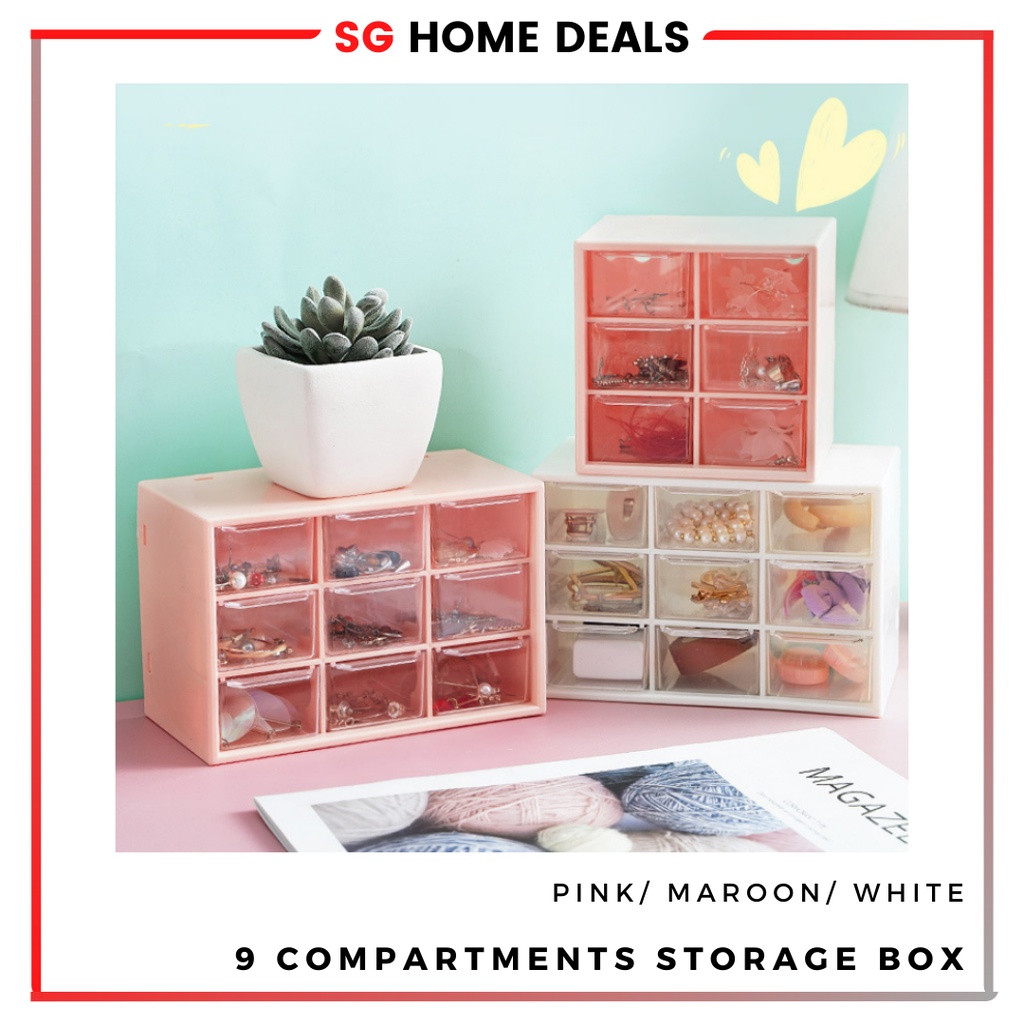 [SG STOCK] Plastic Desktop Organizer / 9 Drawers Stackable Craft Small