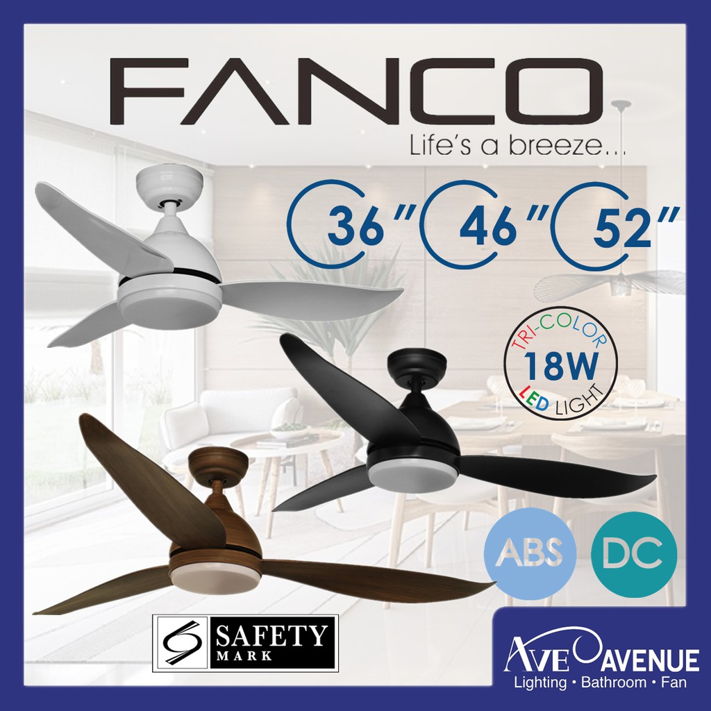 FANCO BSTAR DC Motor Ceiling Fan with 3 Tone LED Light Kit and Remote Control Shopee Singapore