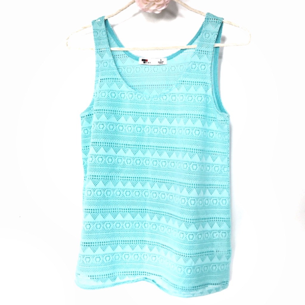 light blue crochet top