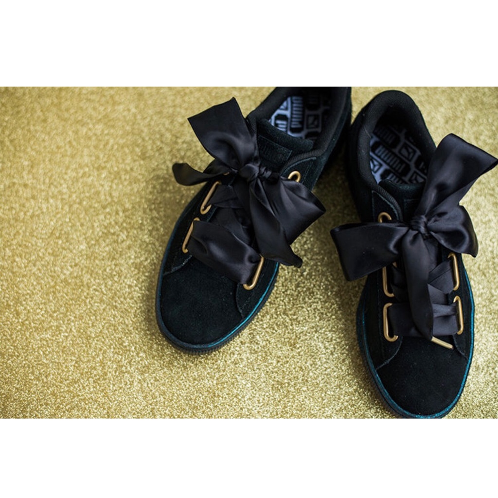 puma basket heart black suede