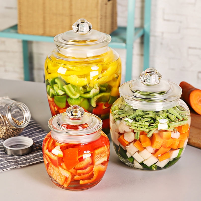Airtight Glass Jar / Glass Storage Jar 650ml / 1250ml / 2200ml Pickle jar, glass bottle, sealed