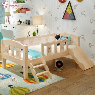 Children Bed Solid Wood Baby Bed With Guardrail Split Slide Kindergarten Widened Boys And Girls Stitching Bed