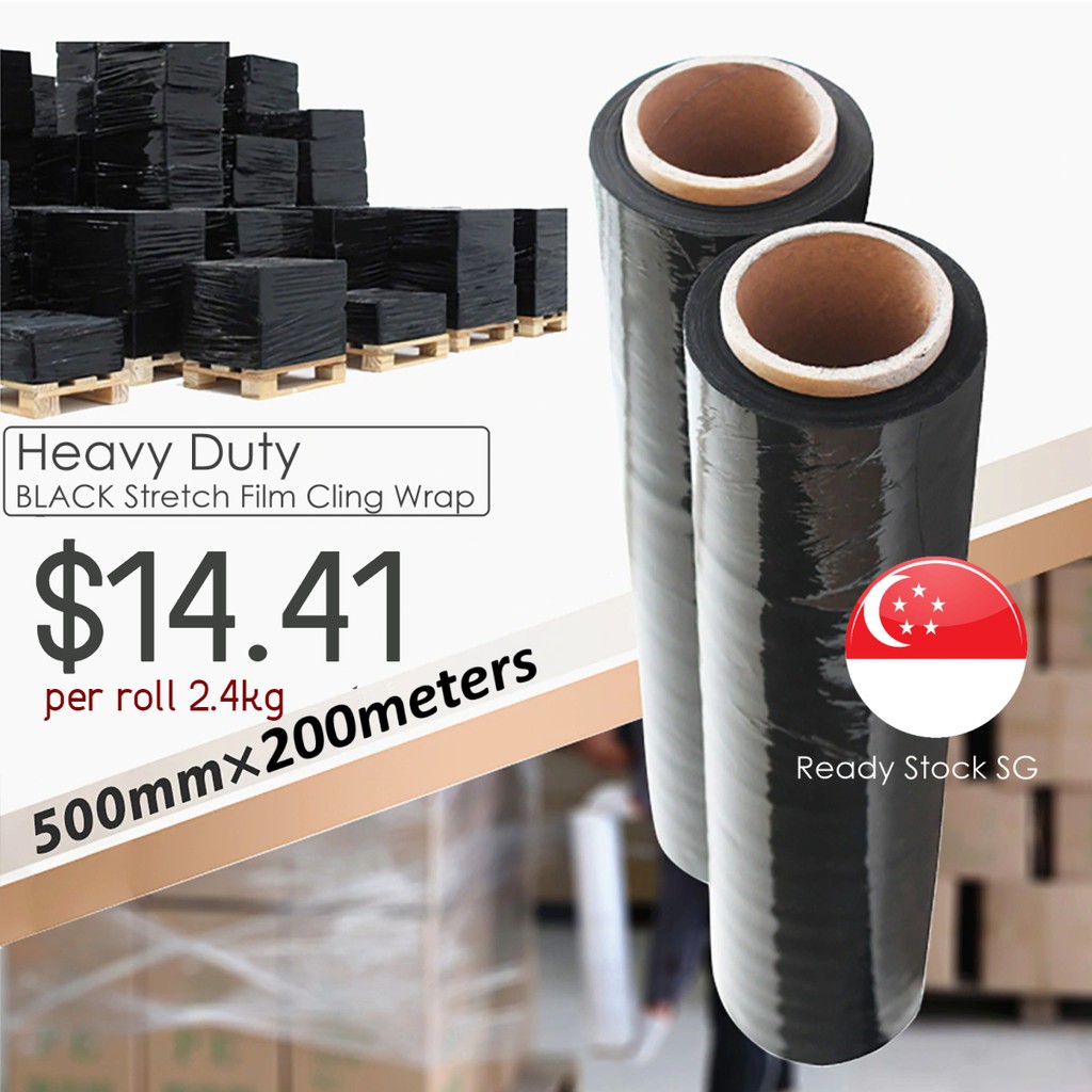 Heavy Duty (Black) Stretch Film Pallet Cling Wrap Shopee Singapore