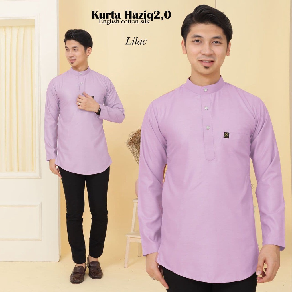 KURTA AL HAZIQ 2 0 SLIM FIT WARNA  LiLac meroon hitam  