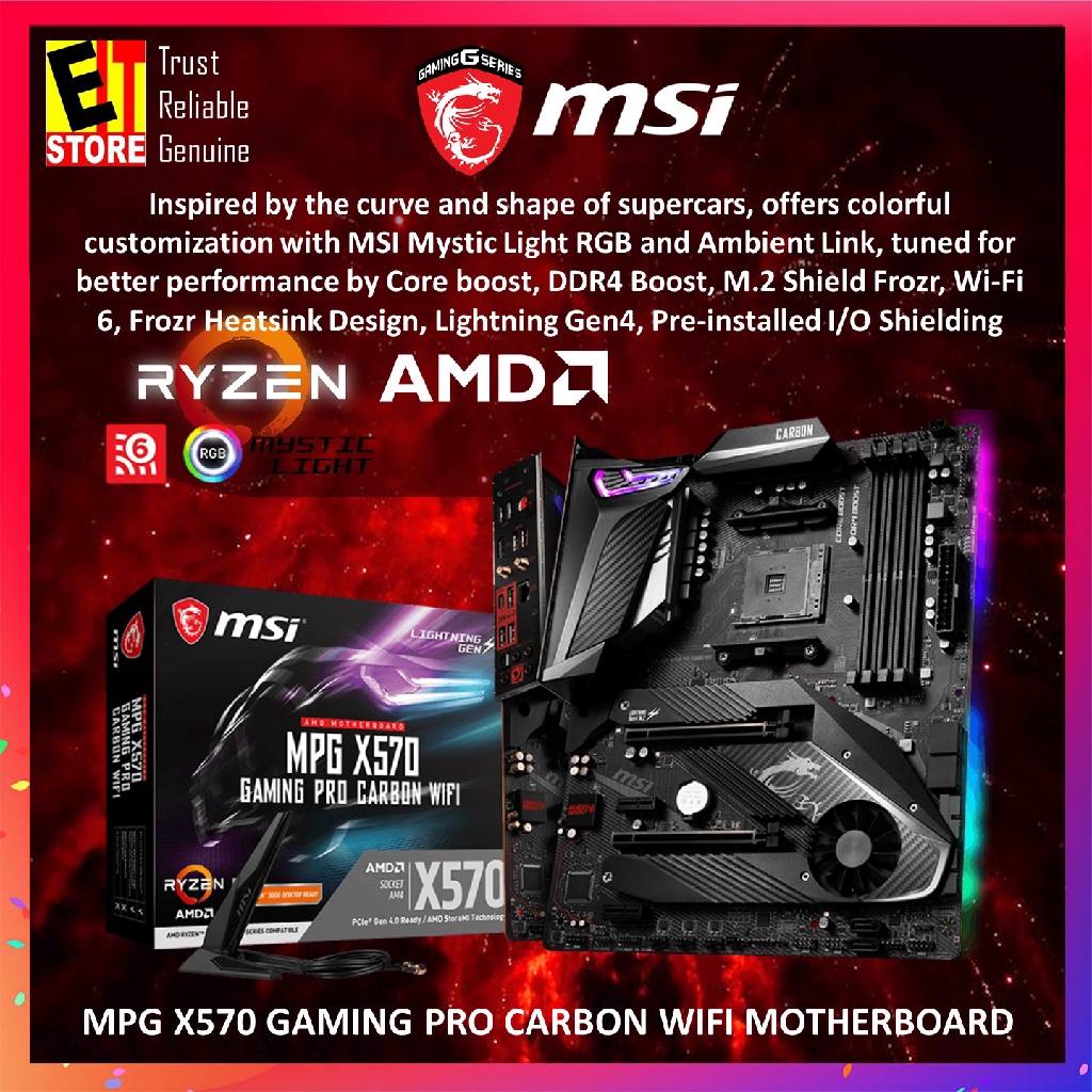 Msi Mpg X570 Gaming Pro Carbon Wifi Motherboard Shopee Singapore