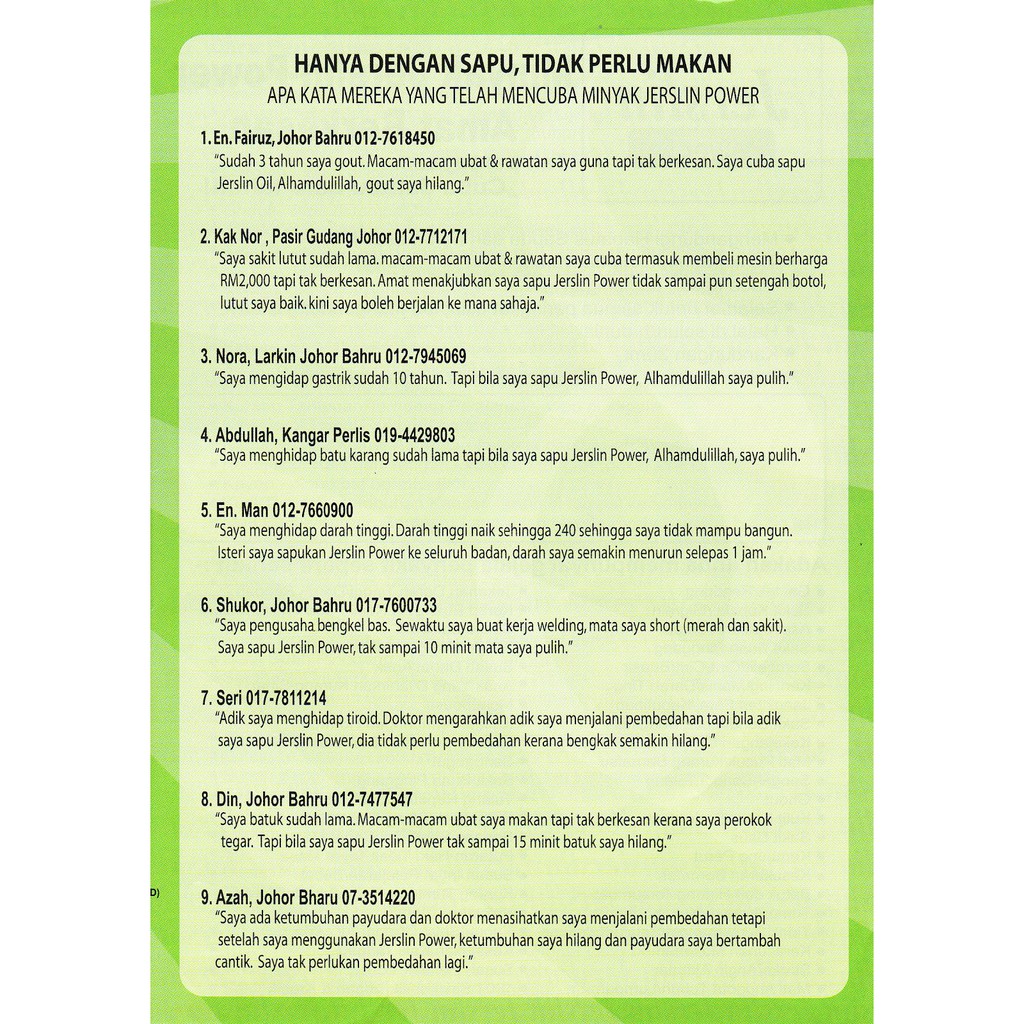 Jerslin Oil Jershima Shopee Singapore