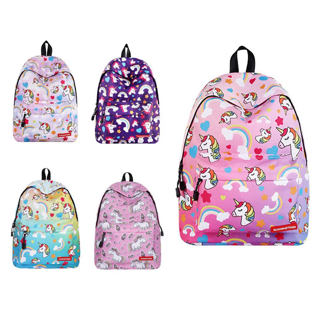 🌈READY STOCK🌈Unicorn Backpack School Bag Rainbow Unicorn Women Canvas