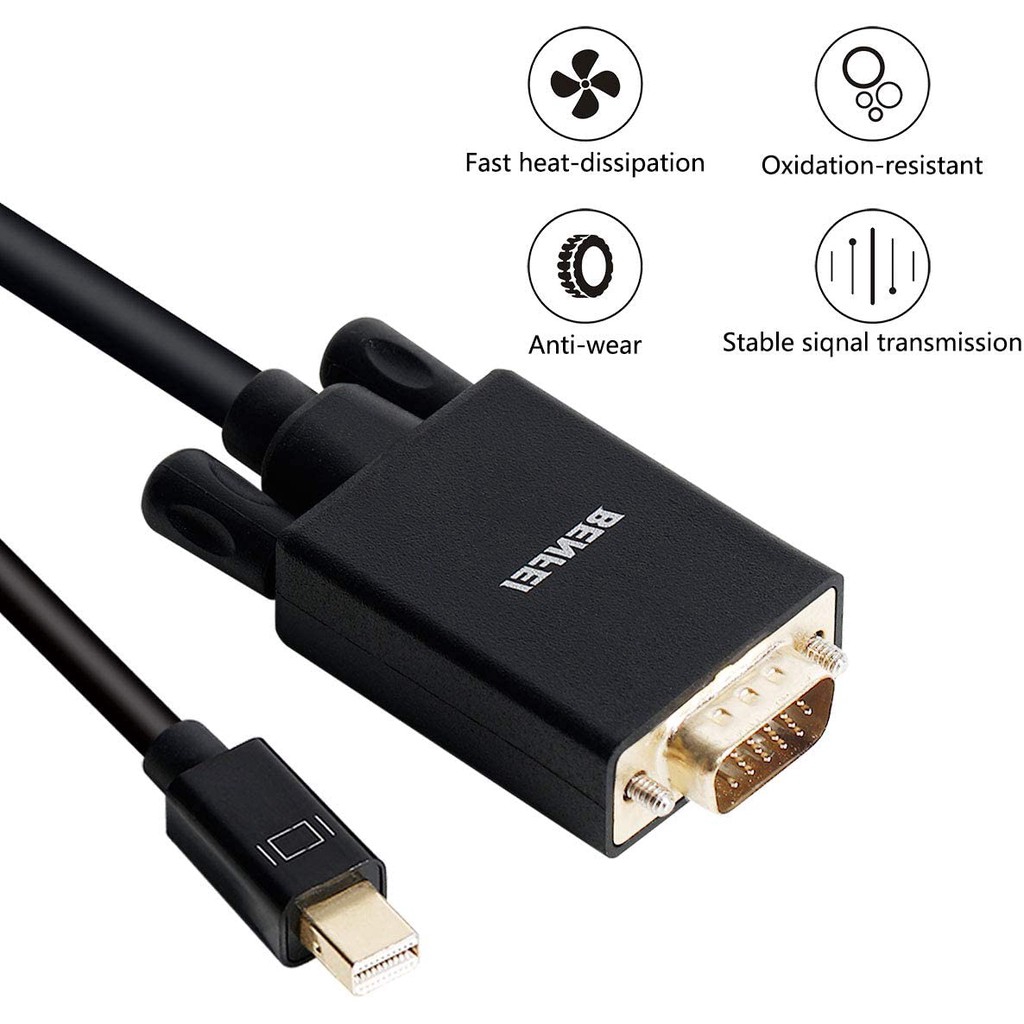 Mini Displayport To Vga Cable Mini Displayport To Vga 6 Feet Cable Thunderbolt 2 Compatible With Macbook Air Pro Surface Pro Dock Monitor Projector Shopee Singapore