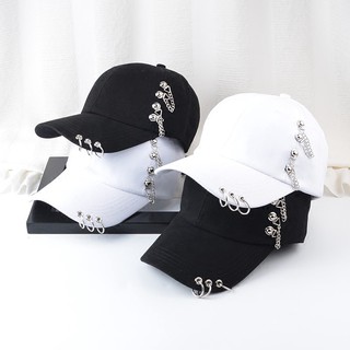 Image of 2021 new Punk style metal chain Baseball hat hats Student Summer Edition summer sun hat