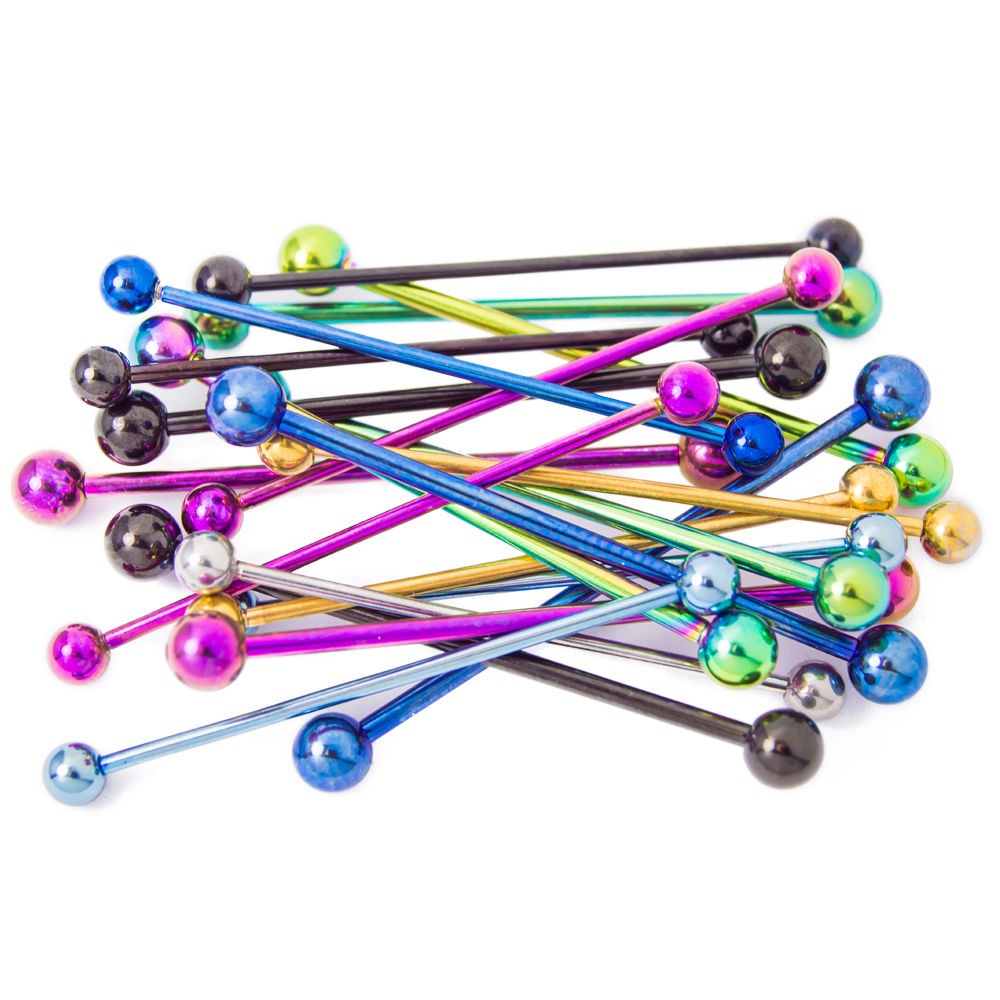 Industrial Piercing Barbell 16Pack 14 Gauge Anodized