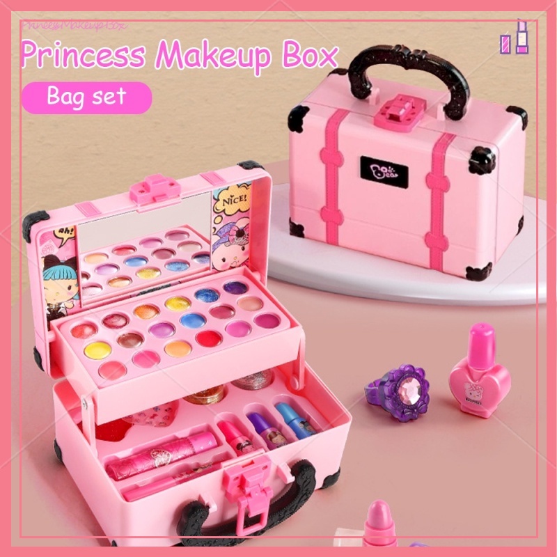 32PCS Kids Makeup Toys Girls Real Makeup Kit Washable Non-toxic Makeup Toy Set Retro Beauty Makeup
