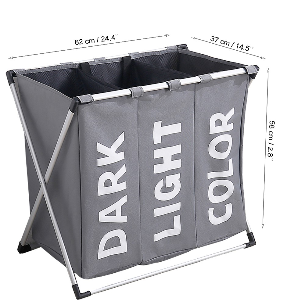 white and dark laundry basket