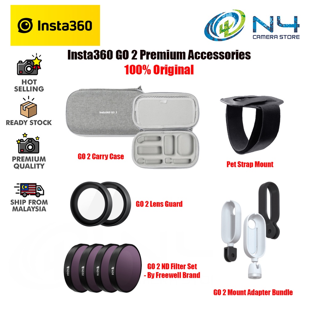 Insta360 Go 2 Accessories Go2 Carry Case Go2 ND Filter Set Go2 Pet Strap Mount  Go2 Mount Adapter Bundle Go 2 Original Ac | Shopee Singapore