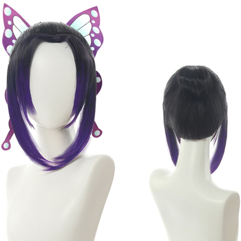 Anime Demon Slayer Shinobu Kocho Cosplay Wigs Kimetsu No Yaiba Purple Gradient Wig Heat Resistant Synthetic Hair With Butterfly Headwear Shopee Singapore